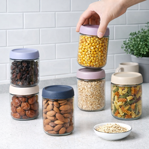 Frascos de Vidrio de 16 oz para Almacenamiento de Alimentos con Tapas Herméticas, Frascos de Boca Ancha Tipo Mason para Avena, Yogur, Bocadillos, Ensaladas, OEM, ODM Disponibles - Product Image 2