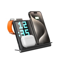 Chargeur sans fil magnétique 3-en-1 avec horloge d'alarme, charge rapide PD 3.0 15W/10W 5V/2A, protection OTP, Type-C, pliable, PC, modèle 2025