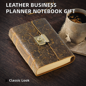 A5 Vintage Cowhide Leather Business Planner Sketchbook Sewing Binding <b>Journal</b> Custom Logo Travel Diary <b>Writing</b> Notebook - Product Image 2