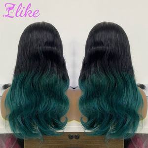 Perruque Lace Front Ombrée Verte Cheveux Humains Ondulés 13x4 HD Sans Colle Vert <span class=keywords><strong>Clair</strong></span> à Vert Foncé pour Femmes Densité 180% - Product Image 2