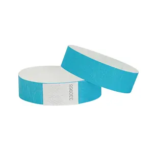 Custom serial number blue paper wrist band numbered vinyl bracelet disposable logo event easy printing wholesale paper wristband