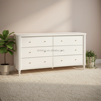 Commode à six tiroirs large en bois de chêne massif de style français moderne de luxe MYHOME, meuble de rangement antique pour chambre à coucher