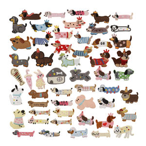 ホットセール新しい素敵な漫画ツイル生地素材自己接着バック小型ソーセージ犬刺繍Diyパッチステッカー - Product Image 1