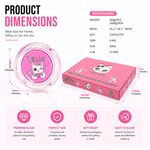 Cendrier en verre rose Kitty, logo personnalisé, style moderne, carré, épais et profond, avec plateau, boîte cadeau imprimée OEM pour la vente au détail et les cadeaux - Product Image 5