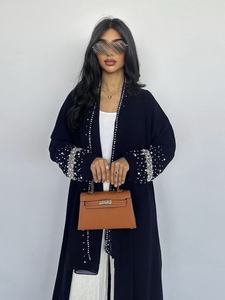 Magnifique ensemble abaya orné de diamants et de perles avec foulard en mousseline, tenue traditionnelle modeste à manches longues pour le Ramadan - Product Image 3