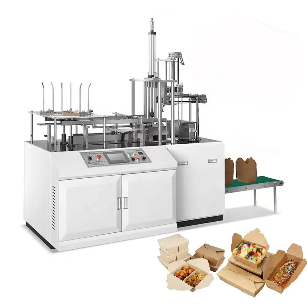 New Quality Takeaway Pack Box Hot Sale Automatic Biodegradable Kraft Paper Lunch Container Box Food Packaging Making Machine