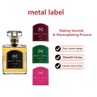 Étiquettes autocollantes personnalisées en métal gaufré de luxe pour flacons de parfum blancs, étiquettes d'huile parfumée de haute qualité avec logo personnalisé de designer