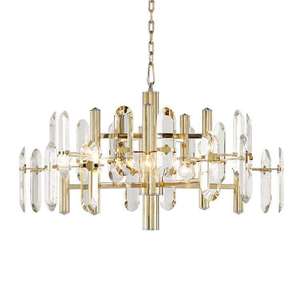 Lámpara de Araña Moderna Americana de Cristal Dorado, Lámpara Colgante Redonda LED para Comedor - Product Image 6