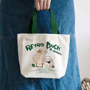 Nouveau sac fourre-tout en toile polyvalent à motif de dessin animé pour femmes, personnalisable, sac à déjeuner pour étudiants, sac à main simple pour employés de bureau - Product Image 1