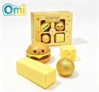 4-Piece Mystery Squishy Box Graduation Fidget Toy Set with Malt Flour Dumpling Cow Butter Pack Design Blind Box
