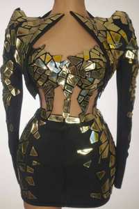 Сексуальная юбка-Бюстгальтер с пайетками, комплект из 3 предметов, праздничное платье для стриптизерши, танцовщицы, одежда для сценических выступлений, облегающая мини-одежда для ночного клуба, праздничное платье - Product Image 4