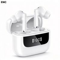 Earphone Nirkabel J16Pro ENC BT 5.4 In-ear dengan Speaker Dinamis 13mm, Suara Stereo, Headset Gaming Olahraga dengan Layar LCD