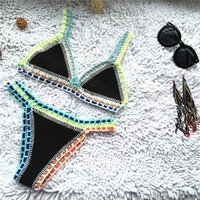 Femmes Patchwork Thermique Crochet Bikini Maillots De Bain Beach Wear Maillots De Bain Sexy Tankini Maillot De Bain