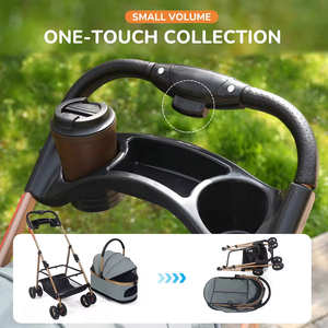 Passeggino Trasportino Lusso Pieghevole Eco-friendly <span class=keywords><strong>per</strong></span> <span class=keywords><strong>Cani</strong></span> e Gatti con Ruota Anteriore Girevole a 360 Gradi in Tessuto Oxford, Capacità 20kg, Ideale <span class=keywords><strong>per</strong></span> Viaggi - Vendita all'Ingrosso - Product Image 6