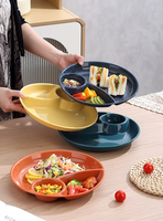 Nouvelle Assiette Classique Écologique en Paille de Blé et Plastique pour Fêtes, avec Compartiment à Vinaigre (Modèle 2026)