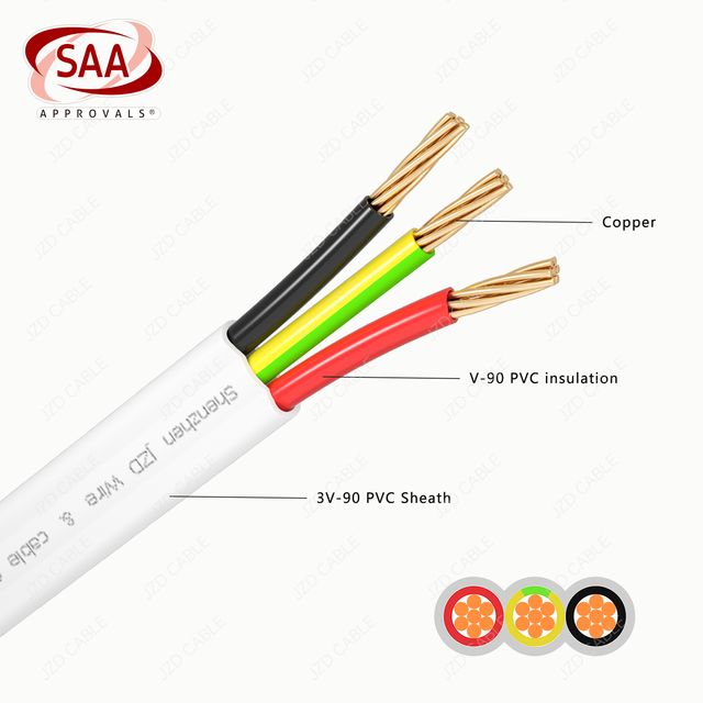 JZD SAA TPS Flat Cable 1.5mm2 2.5mm2 Twin Earth Wire for Modular Buildings Container Accommodation Internal Power Circuit Cable