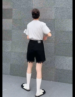 Shorts cargo en jean noir taille haute pour femmes grandes tailles, avec fermeture éclair, poches 3D, écologiques, respirants, séchage rapide, anti-plis