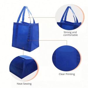Sac de courses en tissu non tissé imprimé personnalisé avec logo, 20 kg, prix compétitif, pour la vente au détail, emballage alimentaire vierge, Superet - Product Image 2
