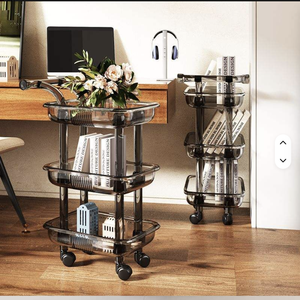 Wholesale Original Equipment Manufacturer Hair Stylist Salon Removable Cart Black Acrylic Storage Barber <b>Trolley</b> - Product Image 4