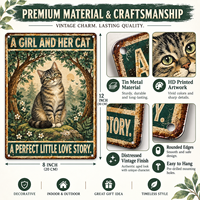 Décoration murale personnalisée pour chat, style Art Déco, affiche métallique suspendue, thème animal, 12x8 pouces, plaques en étain