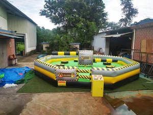 Pista de Obstáculos Inflable de PVC Personalizada para Adultos, Arena Deportiva de 8x8m, <span class=keywords><strong>Alquiler</strong></span> Incluye Soplador, Reparación Fácil, Fácil Instalación, con Zona de Saltos - Product Image 3
