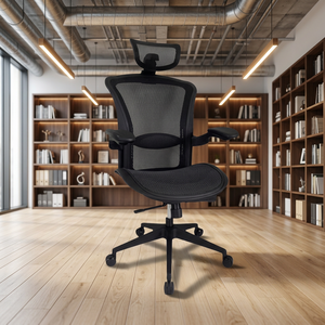 Chaise de bureau pivotante noire moderne à dossier haut en maille avec accoudoirs réglables, conception durable pour les salles de conférence et les espaces de travail - Product Image 3