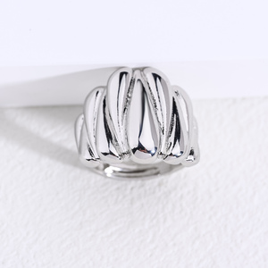 Bague de déclaration en laiton plaqué or blanc créatif pour les femmes dôme rond lisse avec cadeau de bijoux de mode de Style Punk Chunky - Product Image 5