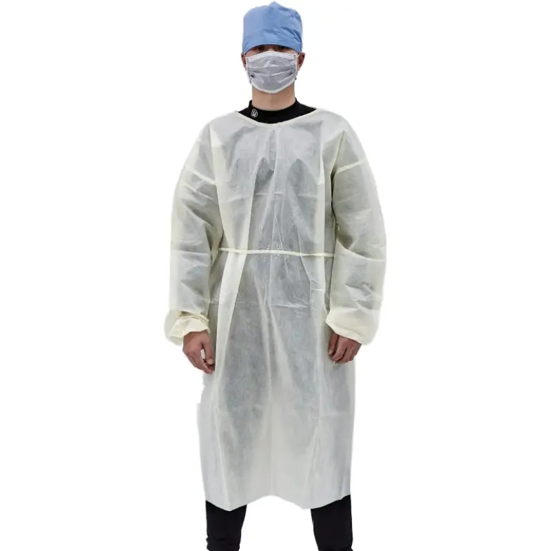 Junlong ชุดคลุมป้องกันโรงพยาบาล,เสื้อคลุมป้องกันทางการแพทย์แบบใช้แล้วทิ้งสีเขียว PP สีขาวสีน้ำเงินพร้อมปลอกแขนยืดหยุ่นปี En13795