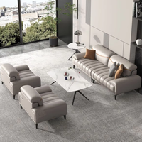Vente directe d'usine, canapé de bureau et table basse en cuir PU moderne et durable de style nordique pour les petites zones de réception et les hôtels
