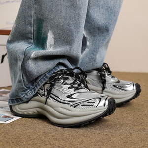 Zapatillas deportivas casuales de estilo para parejas, con aumento de altura, transpirables, de malla, con cordones, suela gruesa de goma resistente al desgaste - Product Image 2