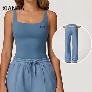 XIANDA Completo Sportivo da Donna 2 Pezzi: Top Corto Compressivo e Pantaloni Larghi per Yoga, Fitness e Palestra - Product Image 3