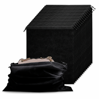 Sacs de rangement noirs en non-tissé avec fermeture éclair, robustes, anti-poussière, en gros, pour l'emballage de sacs à main, chaussures et vêtements