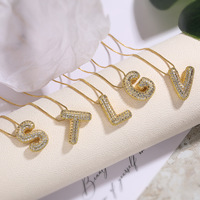 Collar con Colgante de Letra del Alfabeto A-Z Personalizado con Circonitas, Chapado en Oro, Estilo Hip Hop, Collar con Iniciales de Latón para Mujer