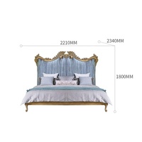 Lit de luxe de mariage européen sculpté en bois massif rétro français 2M Chambre à coucher principale avec revêtement en cuir inspiré du vieux palais