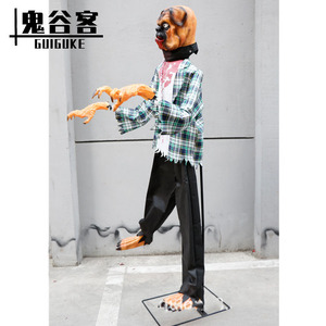 <span class=keywords><strong>Perro</strong></span> eléctrico de pie de Halloween mecánico <span class=keywords><strong>Shar</strong></span> <span class=keywords><strong>Pei</strong></span> Prop casa embrujada decoración animada Prop Animatronics fantasma gritando - Product Image 2