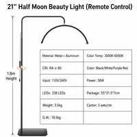 Lampu Lantai Kecantikan Joystar 36W Half Moon Lash Light CRI90+ untuk Salon, Rias Wajah, dan Seniman Ekstensi Bulu Mata