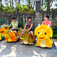 Manège Trottinette Dinosaure Animatronique Électrique pour Enfants – Attraction Touristique pour Parc d'Aventures Extérieur & Centre Commercial avec Tête et Bouche Mobiles