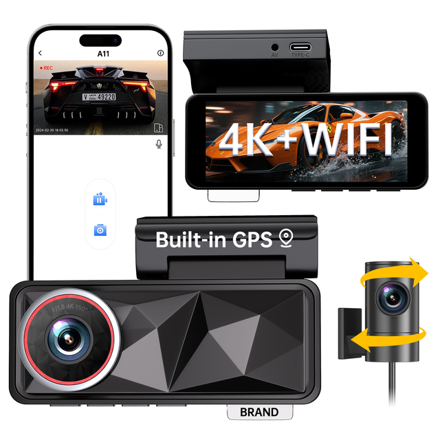 A11 Factory Hot Sale 4k Dashcam 4k Wifi Gps 3.2Inch IPS App Car Black Box Car Camera Dash Cam