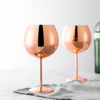 Gobelet à vin en acier inoxydable 304 plaqué cuivre de 500 ml, verre à cocktail incassable sur pied pour bar, hôtel, mariage