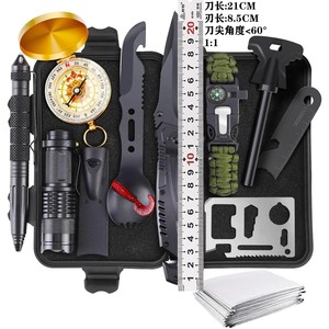 Kit de survie en plein air, lame de 21 cm, équipement d'urgence multifonctionnel, équipement compact pour l'aventure en milieu sauvage - Product Image 1