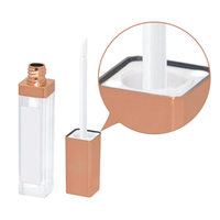 Tubes cosmétiques carrés et rectangulaires en ABS de 7 ml avec couvercle à charnière, éclairés par LED, pour brillant à lèvres et emballage de gloss.
