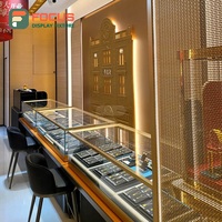 Vitrine de présentation de bijoux en bois haut de gamme avec éclairage LED, écologique et étanche
