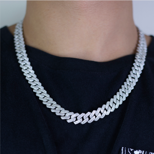 Cadena Cubana de Plata de Ley 925 con Diamantes de Moissanita, Estilo Hip Hop, MS-511, Ancho de 10 mm y 12 mm, Longitud de 18, 20, 22 y 24 Pulgadas - Product Image 2