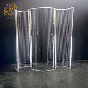 Arche de mariage moderne en forme de S avec rideau de perles de <span class=keywords><strong>cristal</strong></span>, fond suspendu en <span class=keywords><strong>cristal</strong></span> et métal pour mariages - Product Image 6