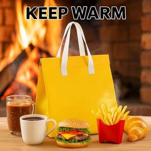 Sale Custom Thermal Restaurant Take Away Non Woven Cooler Food Takeaway Cold Hot Drink Coffee Packaging Bag With Handle - Product Image 3