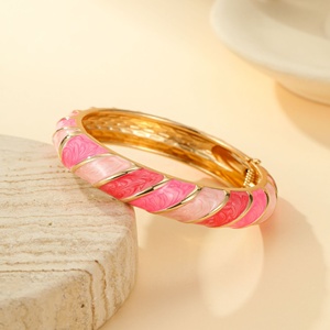 Bracelet double pièce en alliage sergé, incrusté de diamants, émaillé coloré, inaltérable, style rétro et tendance - Product Image 4