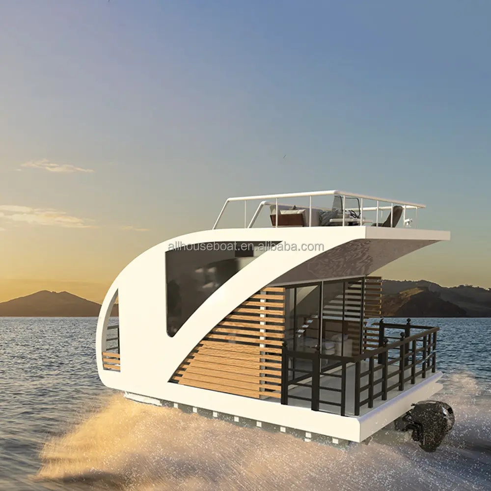 Allhouse acqua solare galleggianti case Houseboat kit per il tempo libero in alluminio Houseboat con motore