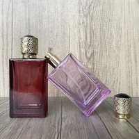 Kustom persegi panjang Vintage mewah 50ml datar persegi botol parfum kaca portabel kosong hitam merah botol parfum