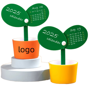 2025 Creative Plastic Desk Calendar Custom Logo Pen Holder Cute Office Calendar Desktop Decoration Funny Office Gifts
