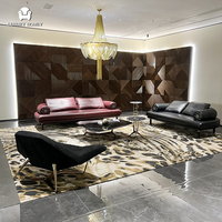 Ensemble de canapés de luxe en cuir italien moderne pour salon, fabriqué à Foshan, idéal pour villas et projets hôteliers